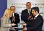 Bulgaria's Minister of Regional Development Plevneliev exchanges signed documents with Romania's Minister of Tourism and Regional Development Udrea in Sofia Bulgaria's Minister of Regional Development Plevneliev exchanges signed documents with Romania's Minister of Tourism and Regional Development Udrea in Sofia